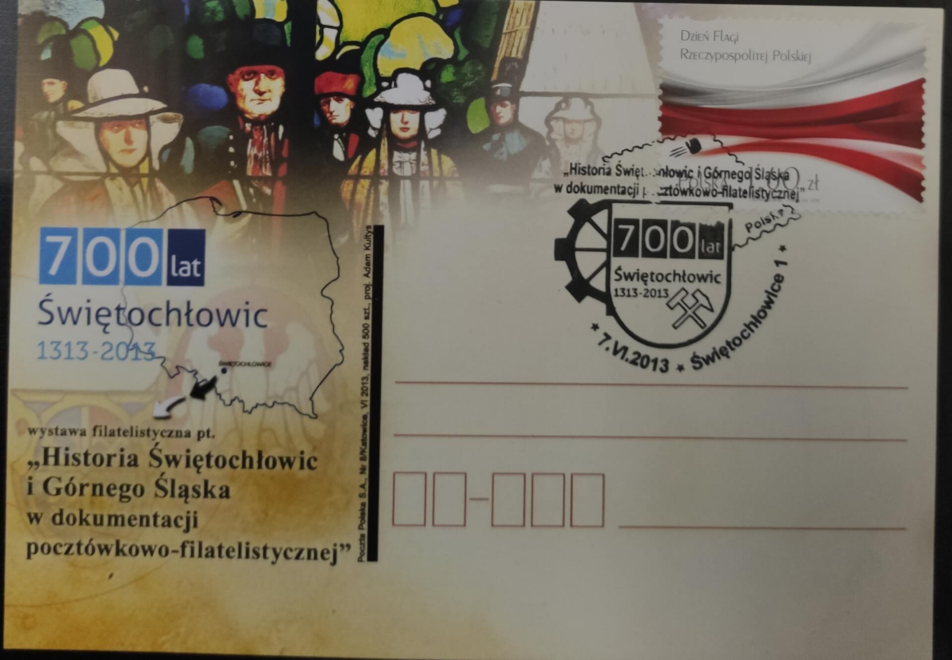 Okolicznościowa karta z okazji 700 lecia Świętochłowic wydana w 2013 roku